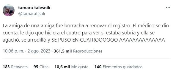 La publicación viral de la chica en Twitter. 