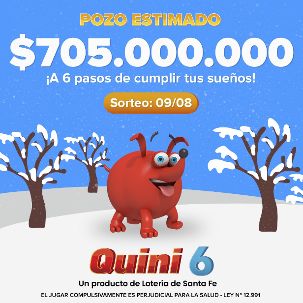 Pozo acumulado del   <a href='https://www.cronica.com.ar/tags/Quini 6'>Quini 6</a> (  <a href='https://www.cronica.com.ar/tags/Lotería de Santa Fe'>Lotería de Santa Fe</a>).