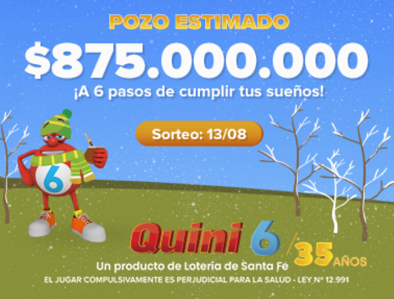 El pozo millonario del   <a href='https://www.cronica.com.ar/tags/Quini 6'>Quini 6</a> para su próximo sorteo.