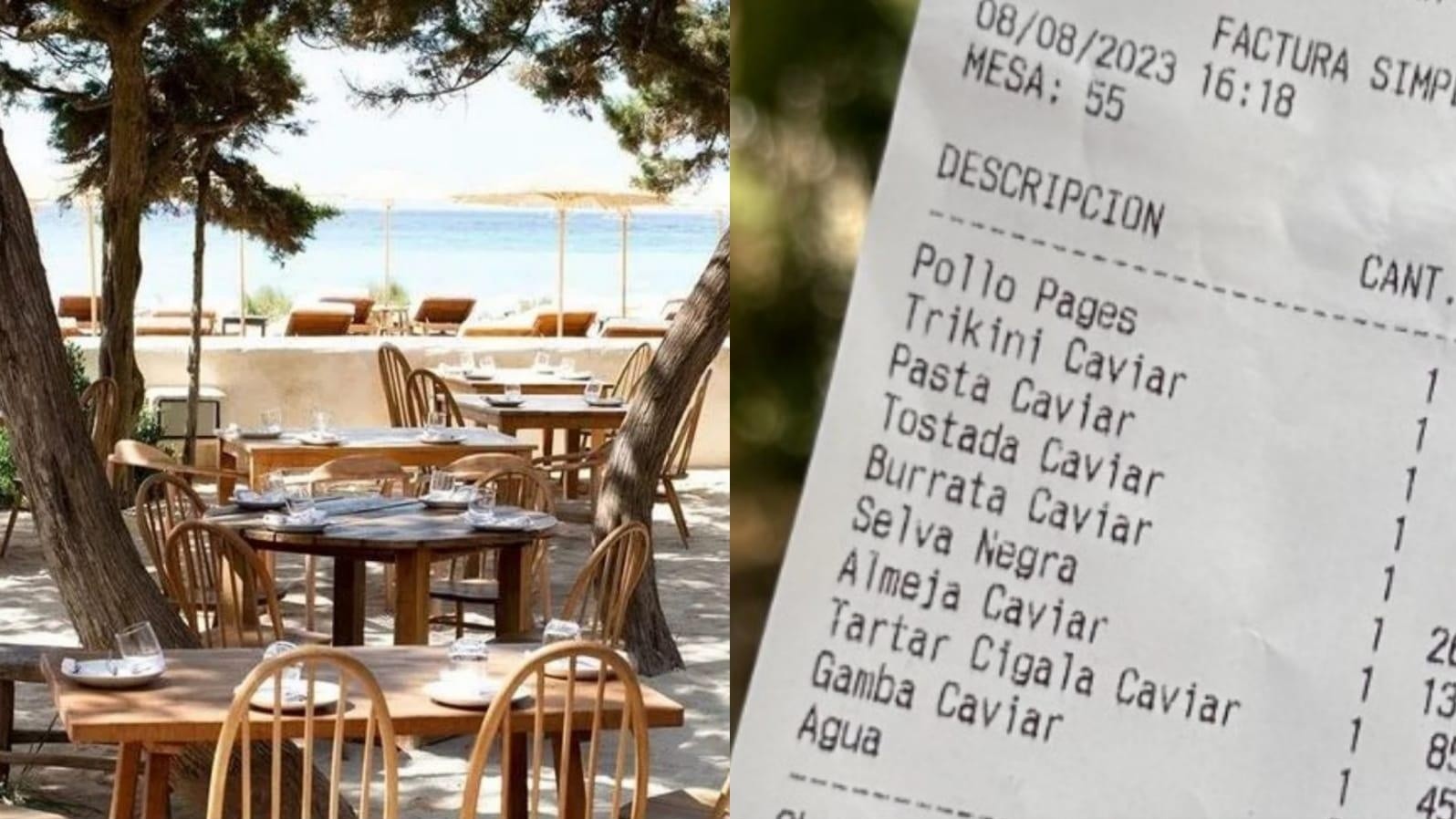 La publicación del usuario de Twitter generó una gran polémica entre los internautas al ver el ticket (Restaurante Jondal en Ibiza / Twitter).