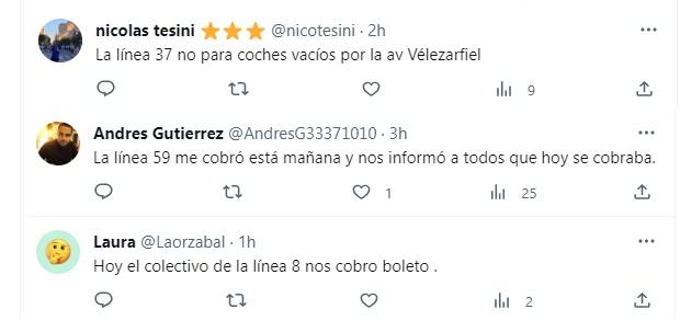 Denuncia de los usuarios a los que hoy les cobraron boleto en el transporte público (Twitter).