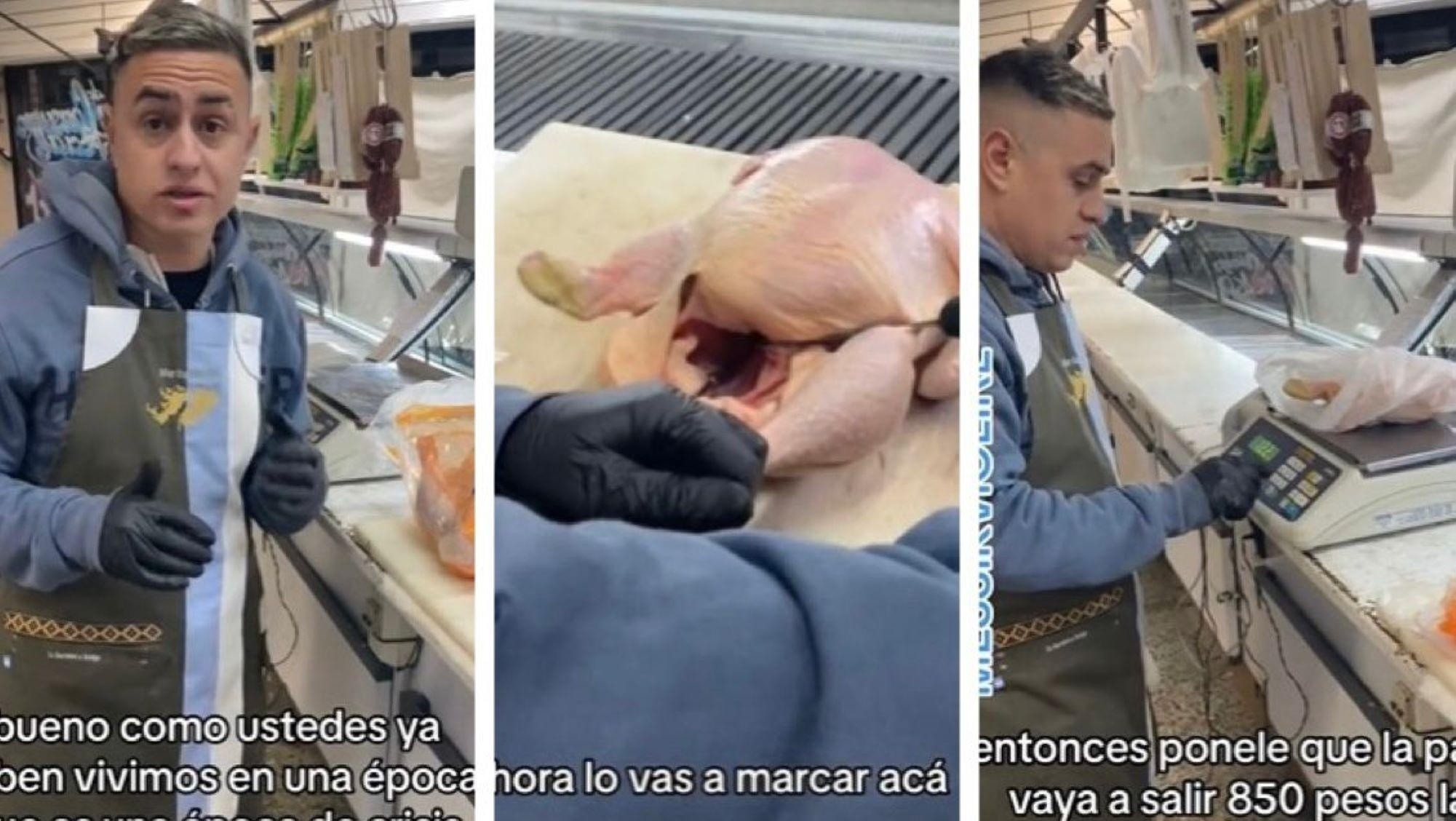 TikTok: un carnicero reveló la manera más barata de comprar un pollo.