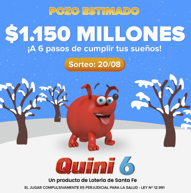 El pozo multimillonario para el próximo sorteo del   <a href='https://www.cronica.com.ar/tags/Quini 6'>Quini 6</a> (  <a href='https://www.cronica.com.ar/tags/Lotería de Santa Fe'>Lotería de Santa Fe</a>).