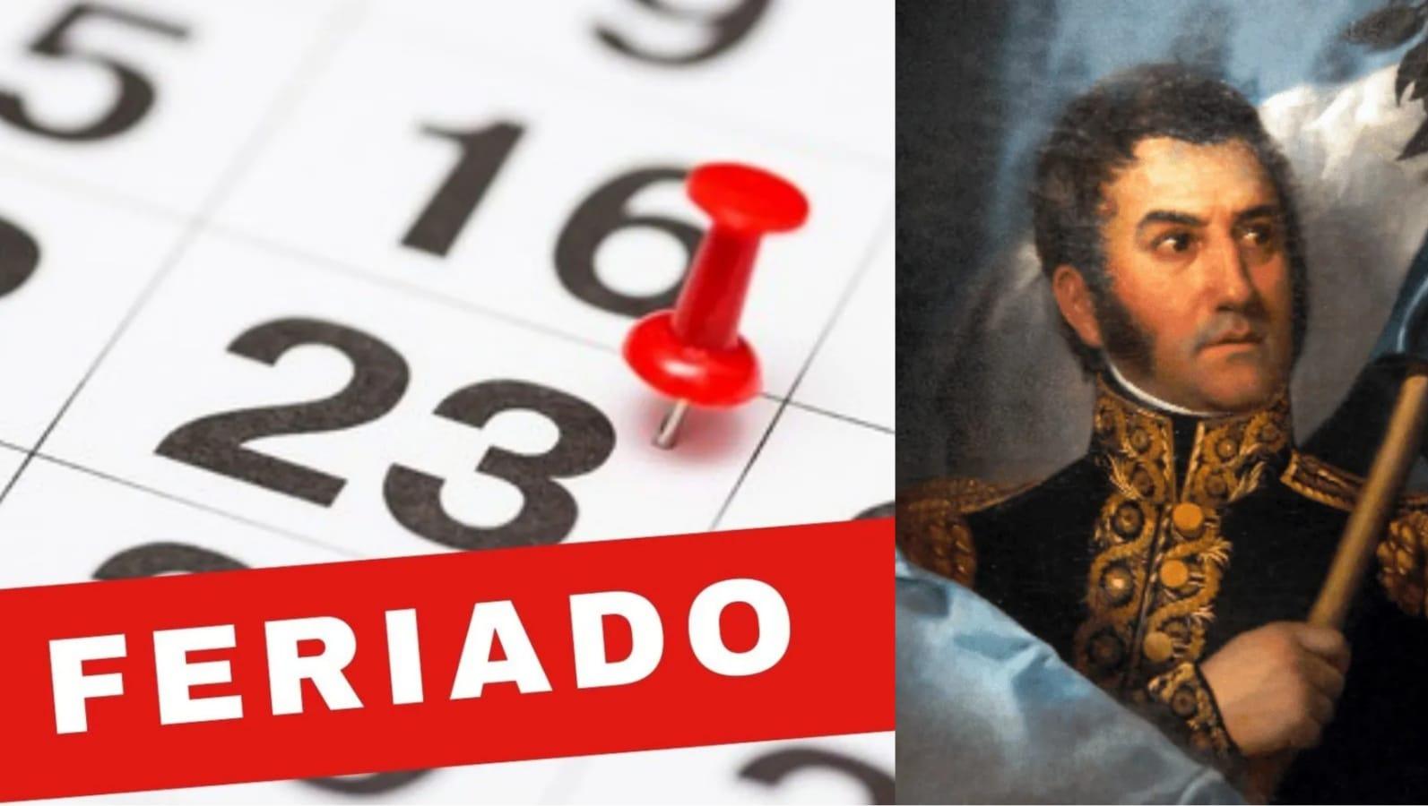 El próximo feriado nacional tendrá lugar el lunes 22 en conmemoración del Paso a la Inmortalidad del General José de San Martín.