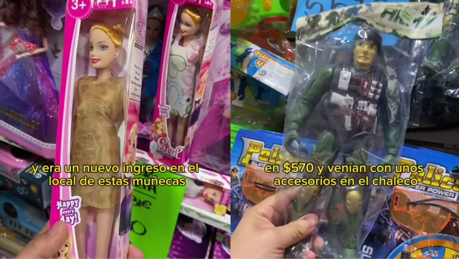 En otros juguetes se podían encontrar muñecas Barbie y soldados por un bajo precio (  <a href='https://www.cronica.com.ar/tags/TikTok'>TikTok</a>/@aronnalderetes). 