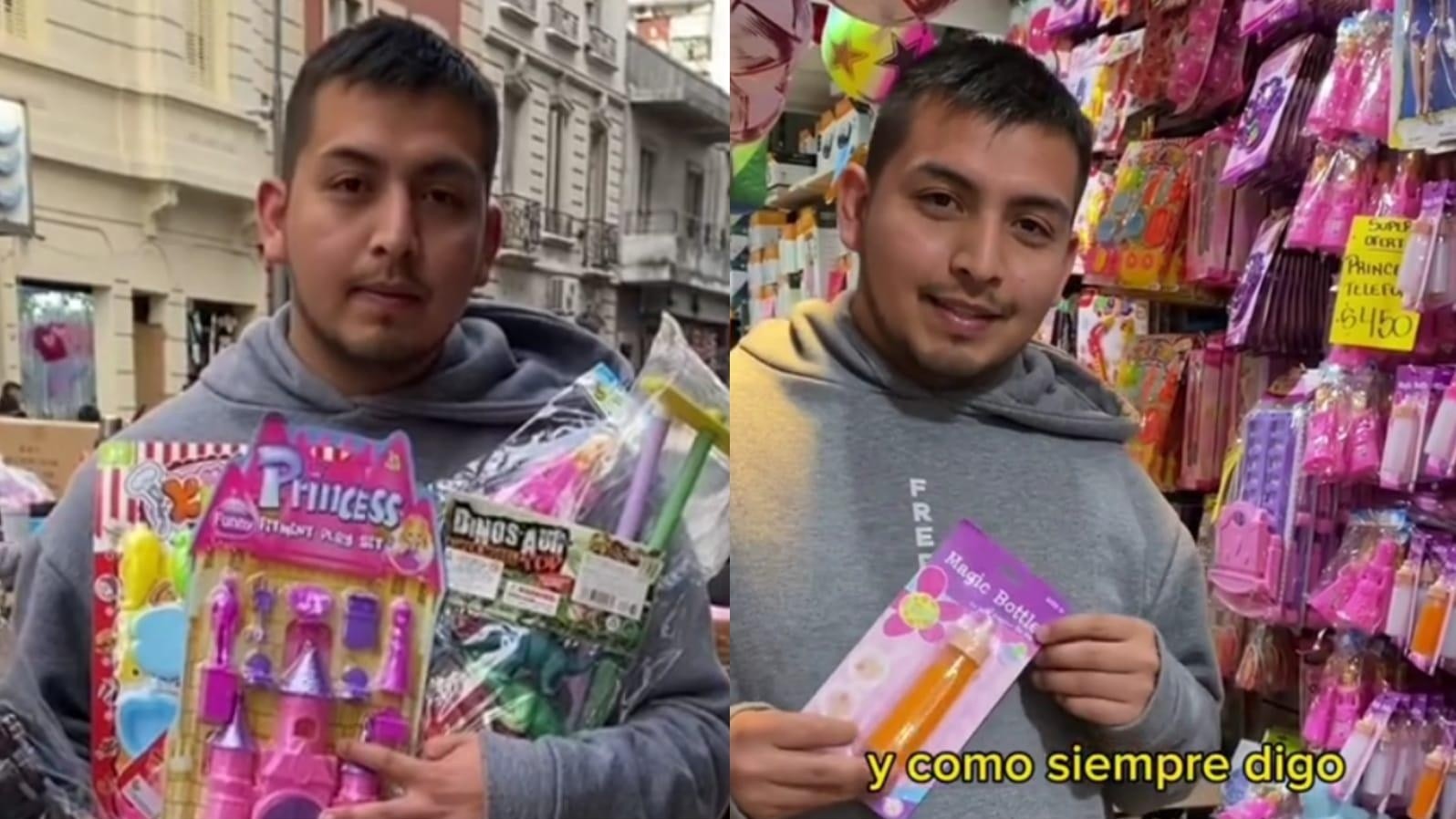 Tras mostrar todos los juguetes que se pueden comprar en Once a bajo costo, el joven se volvió viral en TikTok.