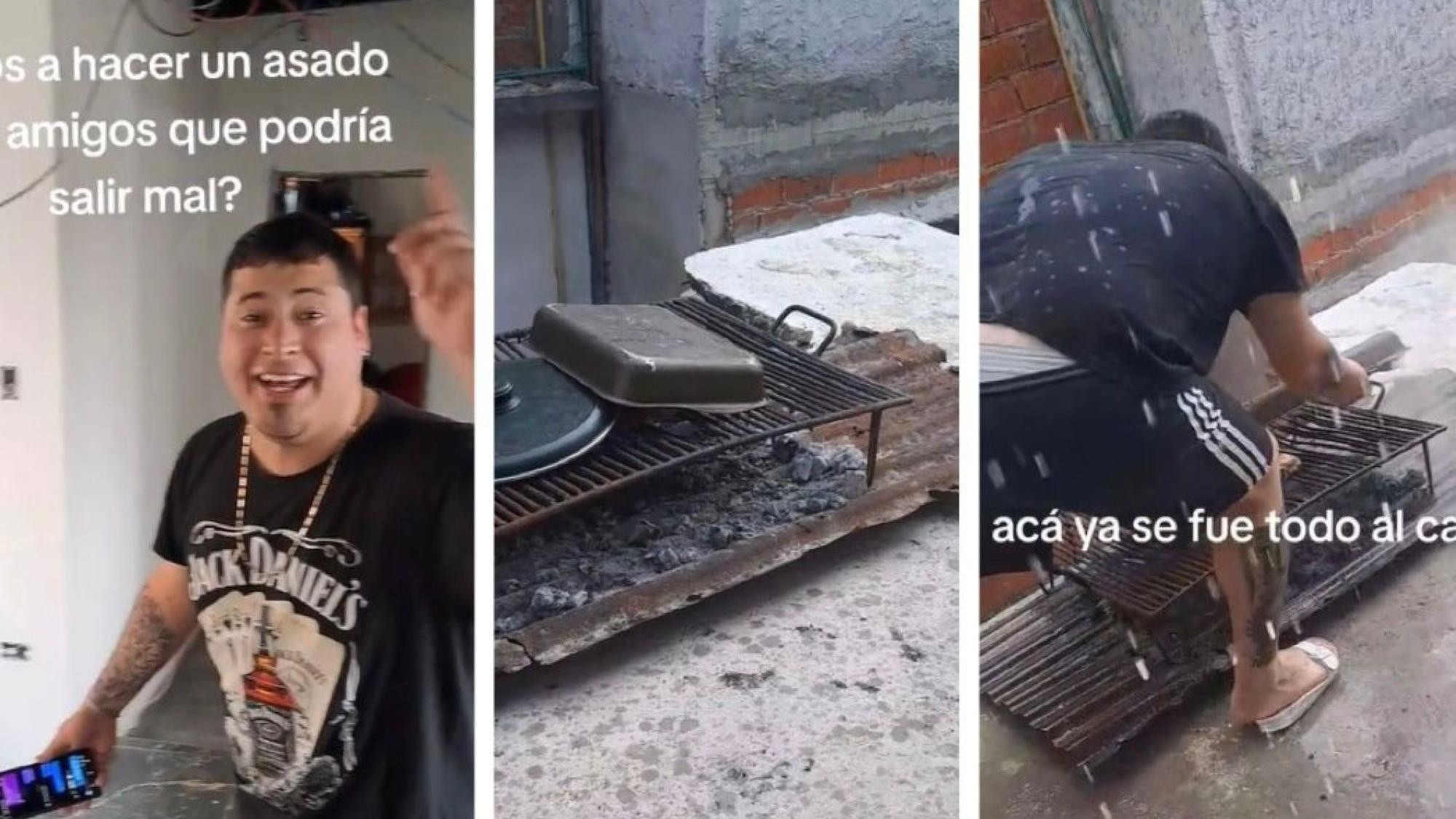 TikTok: se juntaron para hacer un asado, armaron la parrilla en la terraza y la lluvia les apagó la ilusión.