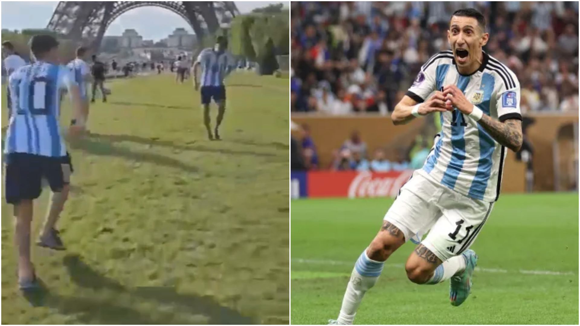 TikTok: jóvenes argentinos recrearon el gol de Di María a Francia en la Torre Eiffel y son furor