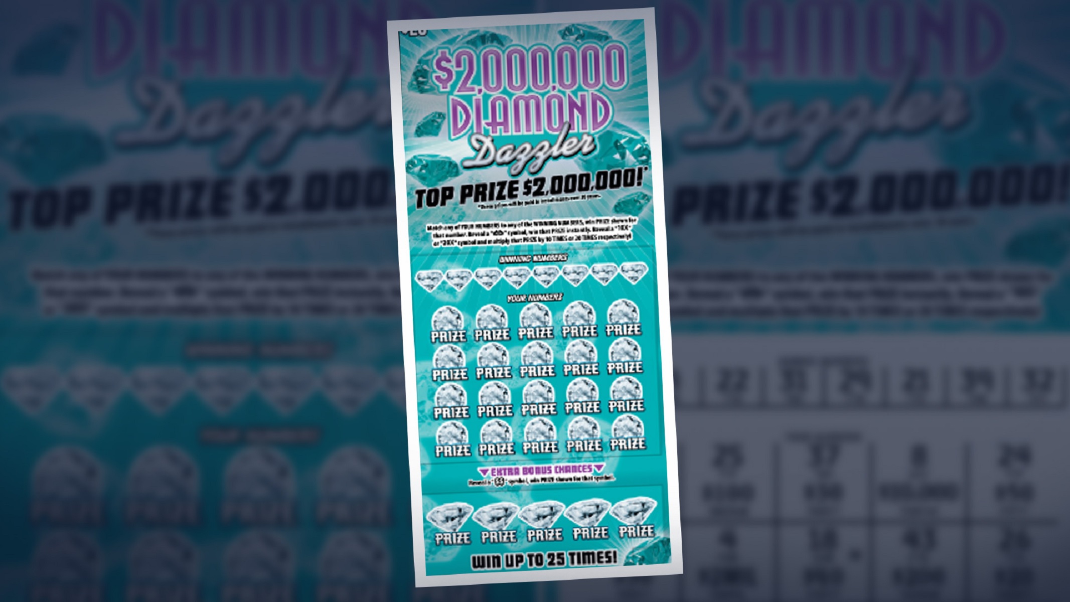 Así se ven las boletas del juego de lotería 'Diamond Dazzler'.