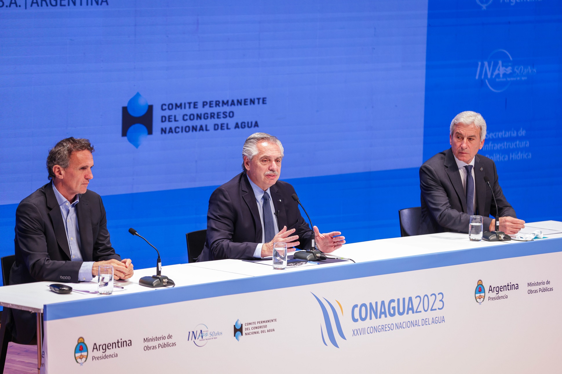 El presidente Alberto Fernández expuso este lunes en la apertura del Congreso Nacional del Agua.