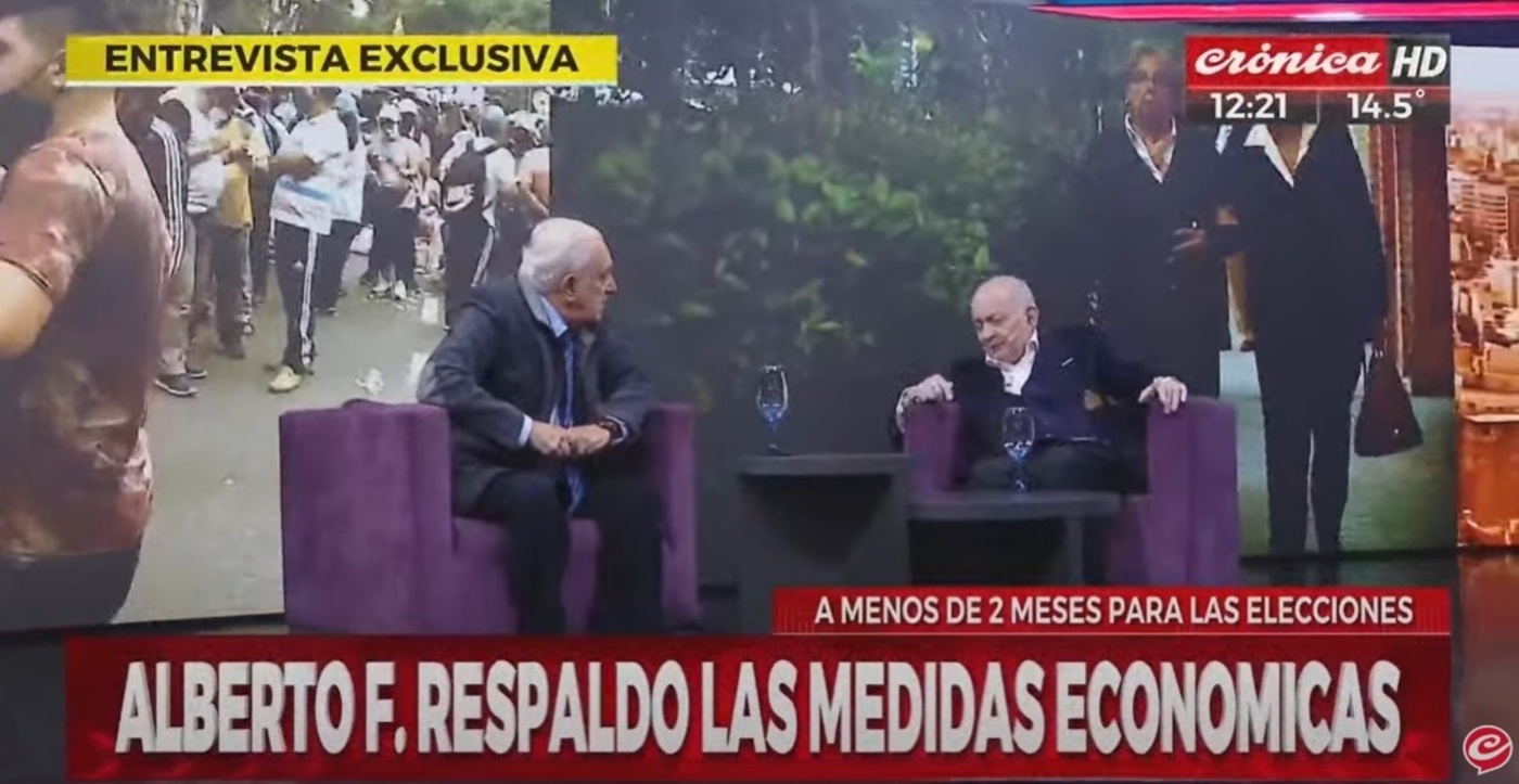 Carlos Ruckauf, ex vicepresidente y ex gobernador de Buenos Aires, en los estudios de Crónica HD (Captura de pantalla)