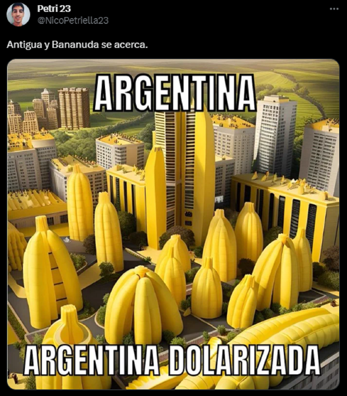 Uno de los memes en referencia a la propuesta de dolarización de Javier Milei.