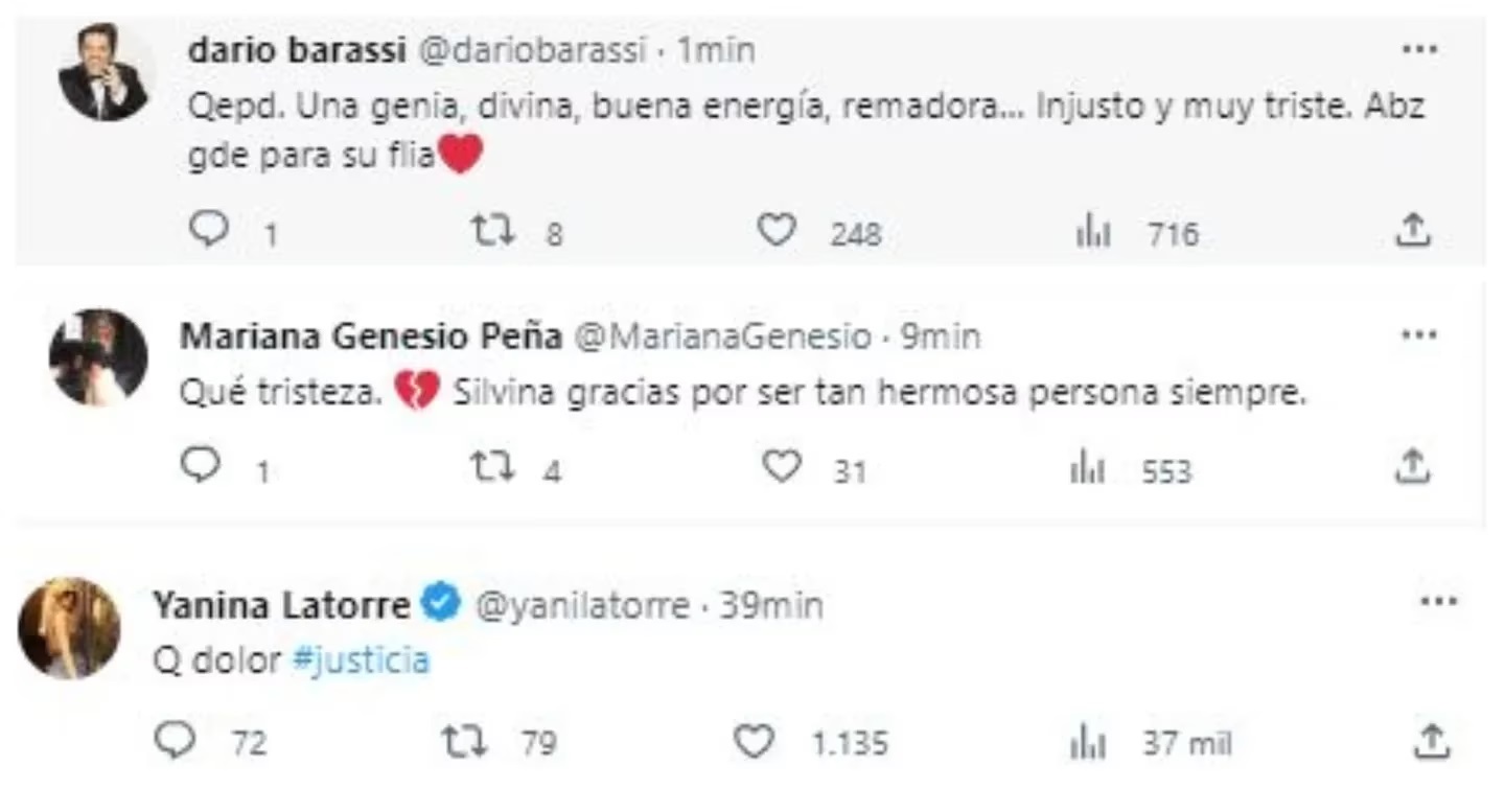 La publicación de algunos famosos a través de Twitter.