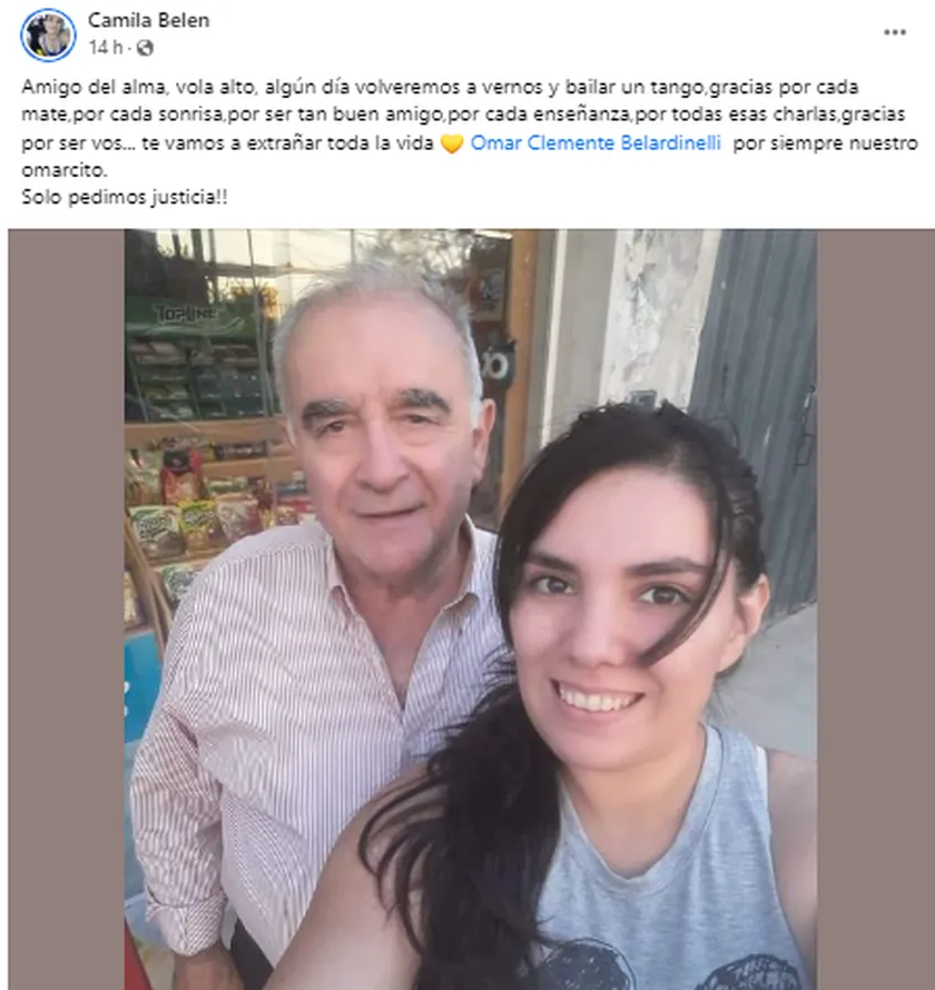 Vecinos y amigos de Omar Clemente Belardinelli lo despidieron en las redes sociales.