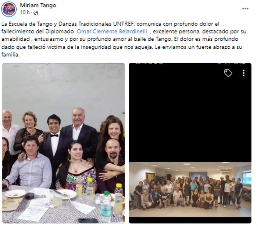 Vecinos y amigos de Omar Clemente Belardinelli lo despidieron en las redes sociales.