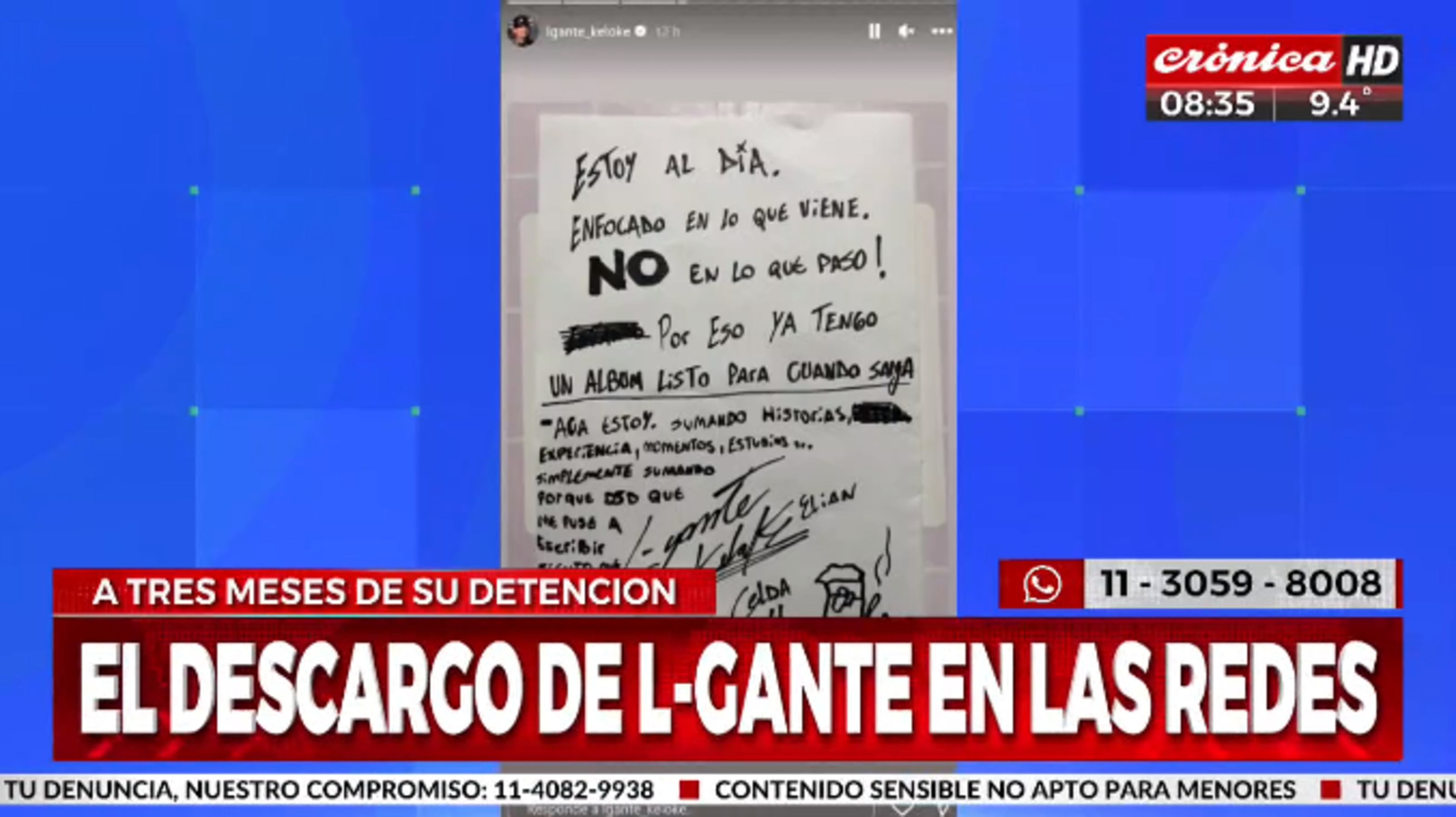 L-Gante realizó en las últimas horas un nuevo descargo en sus redes sociales (Captura de pantalla).