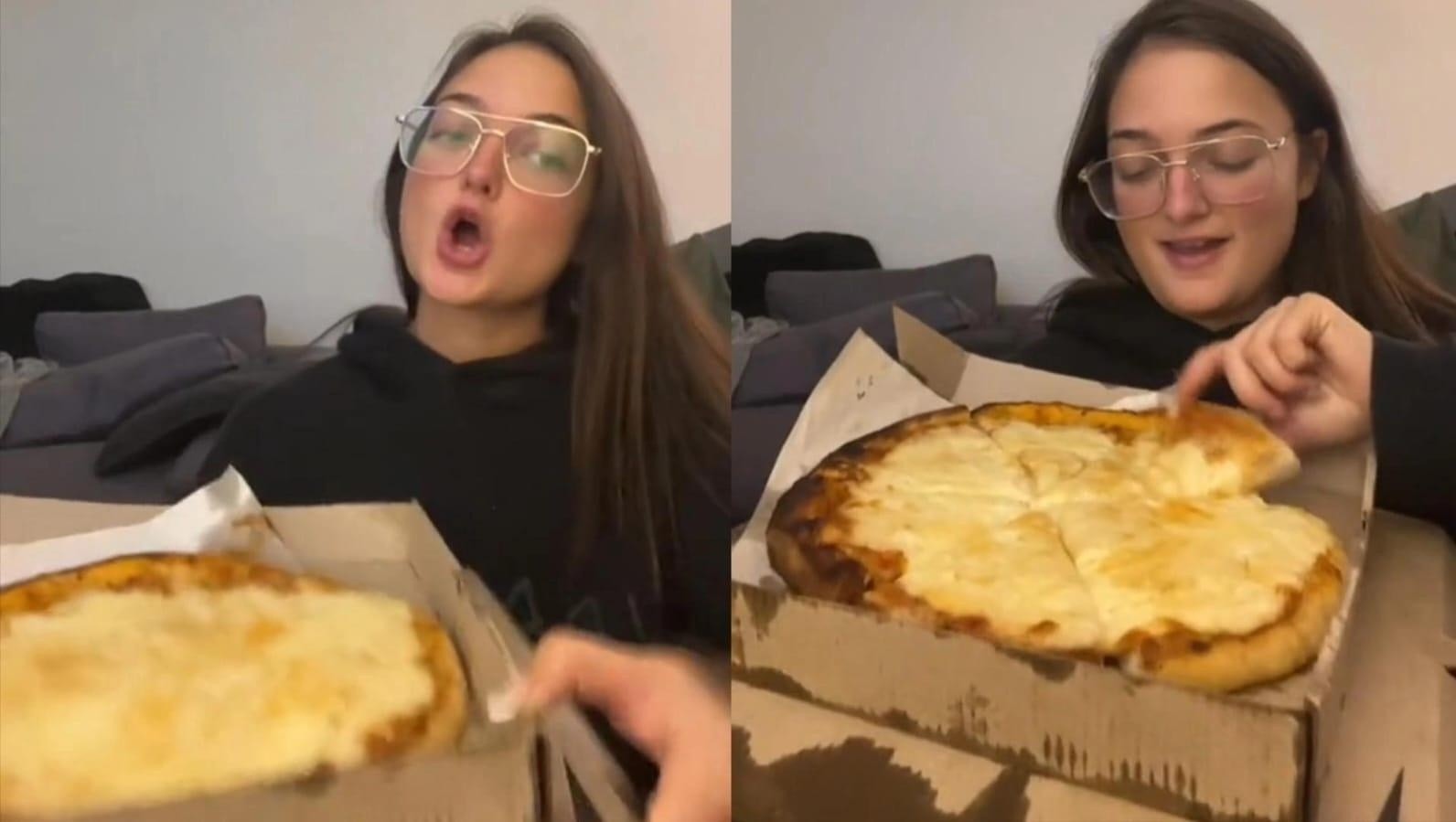 Española le quiso enseñar a los habitantes de Argentina como se corta la pizza y fue criticada en las redes (TikTok / @mariacollc)