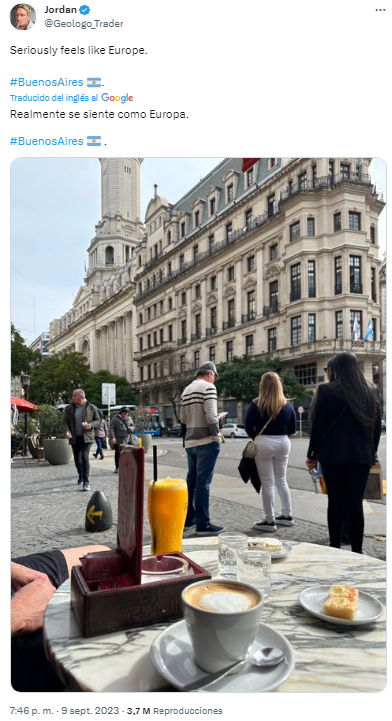 El posteo de un turista que enojó a varios argentinos (  <a href='https://www.cronica.com.ar/tags/Twitter'>Twitter</a>/Geologo_Trader).