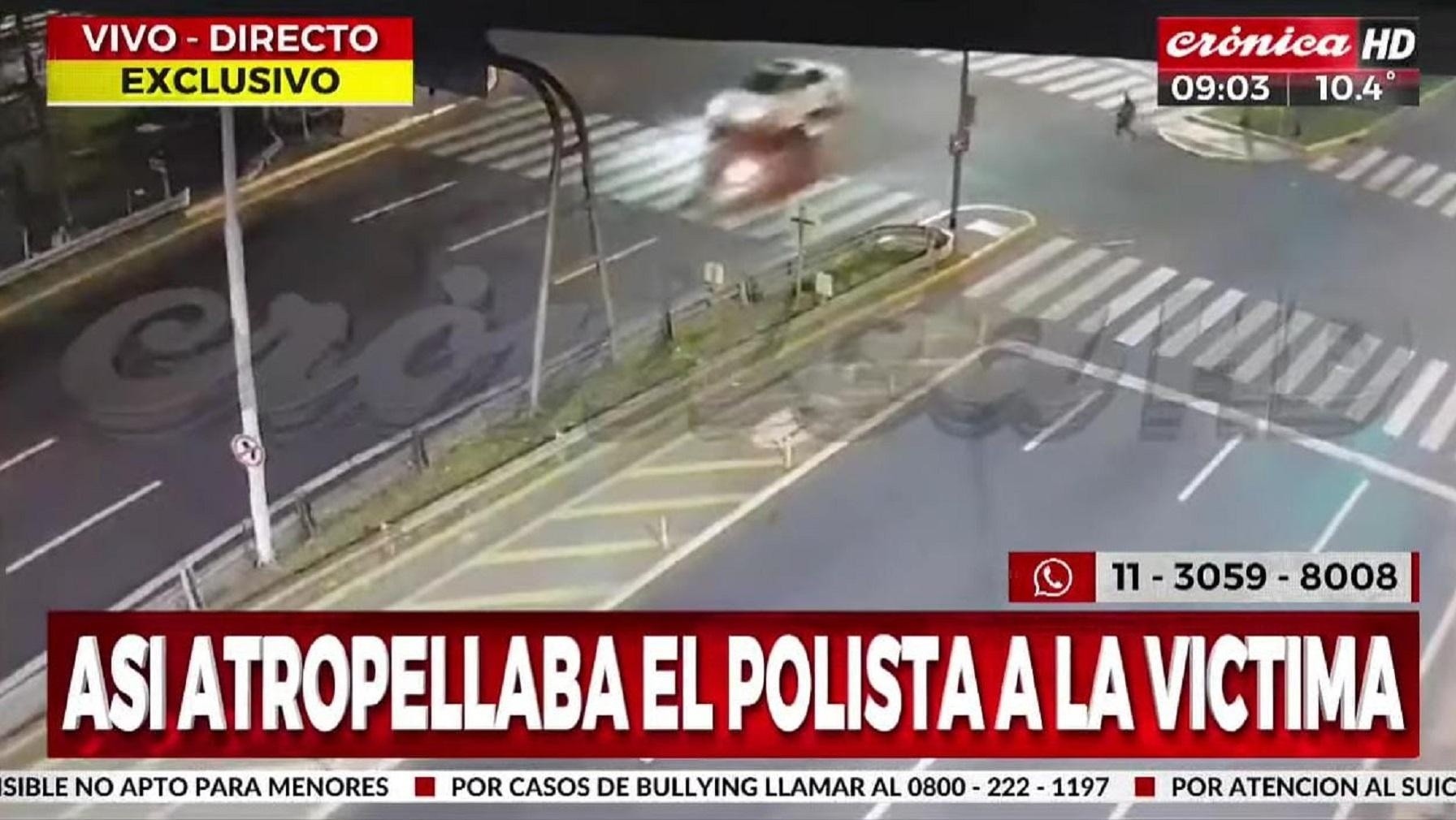 Tras chocar al peatón, el polista se dió a la fuga, pero luego se entregó (Crónica HD).