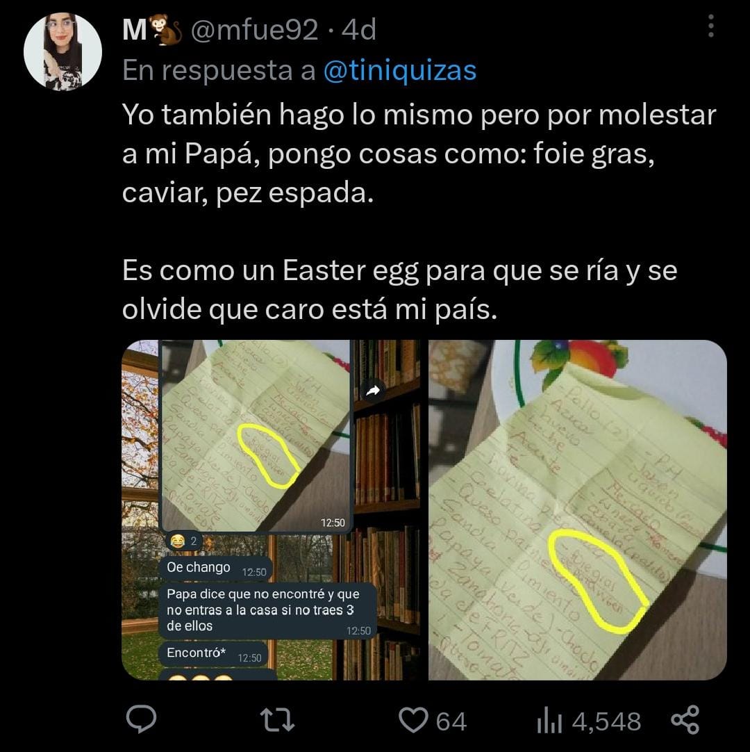 Twitter: compartió la lista del supermercado de su papá