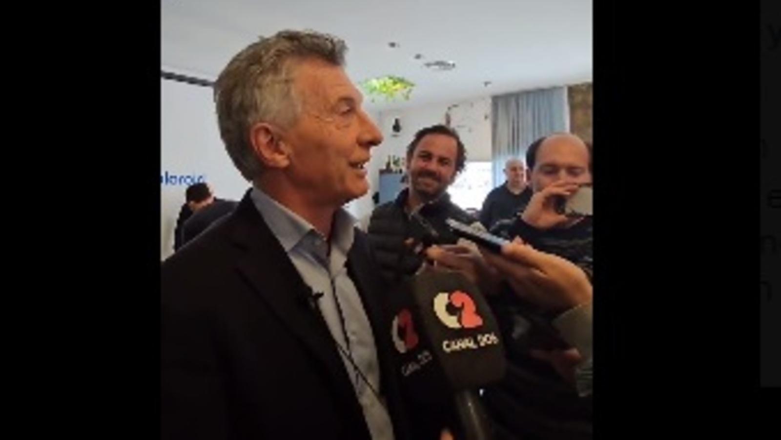 Mauricio Macri protagonizó un cruce con un periodista en la ciudad cordobesa de Jesús María (Captura de pantalla).