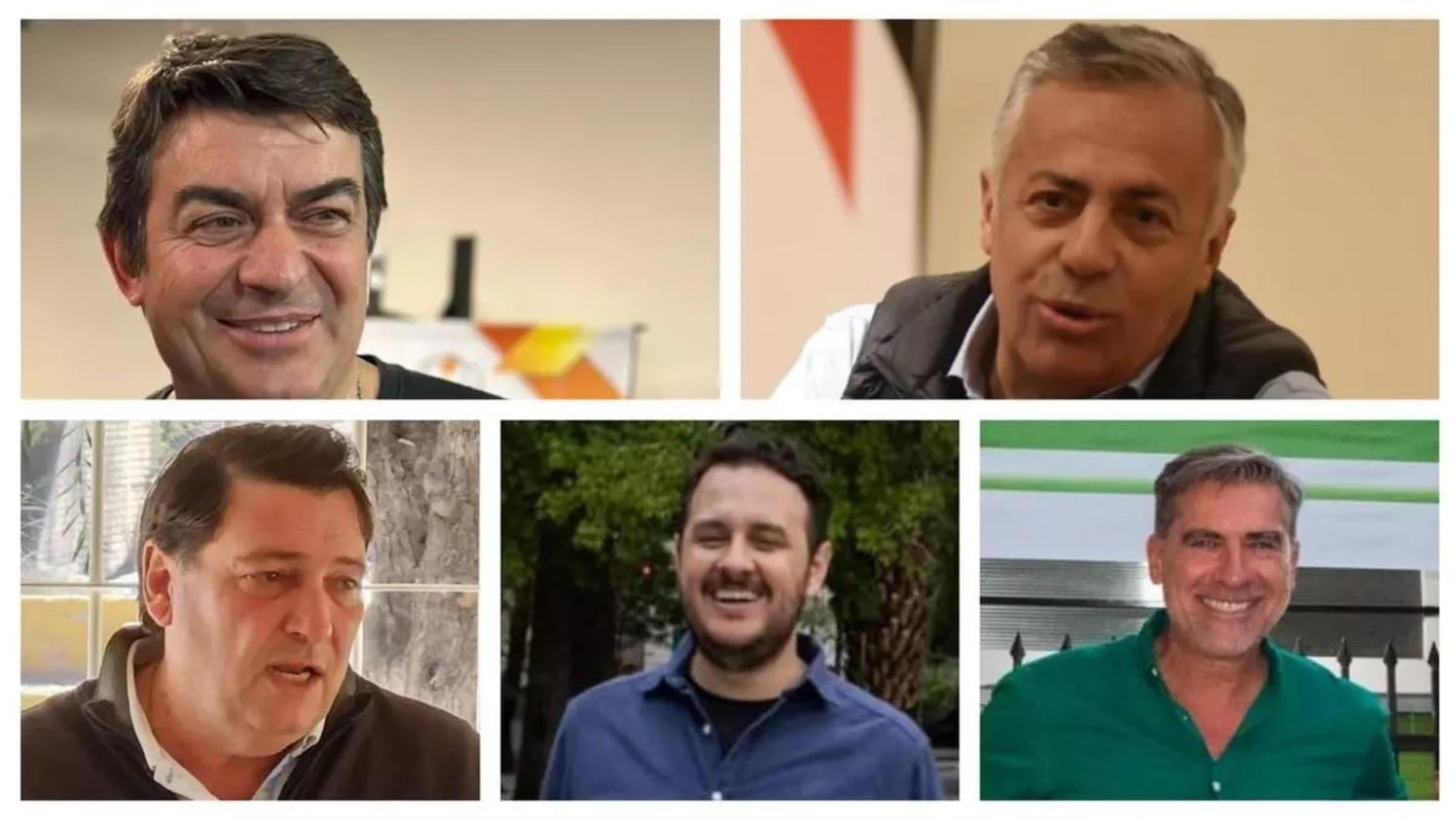 Los candidatos a la gobernación son Omar De Marchi, Alfredo Cornejo, Omar Parisi, Lautaro Jiménez y Mario Vadillo.