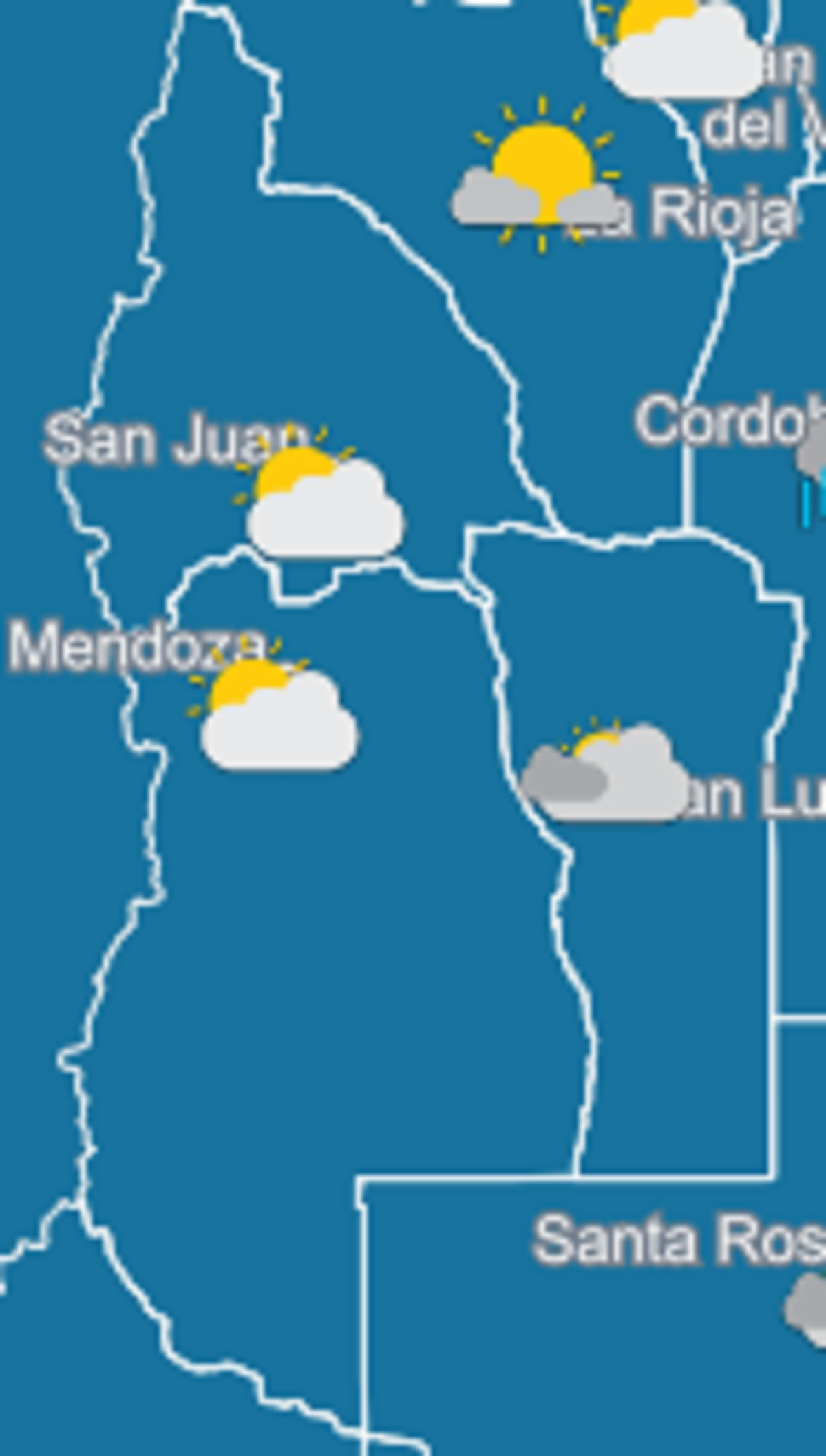 El clima para la región cuyana.