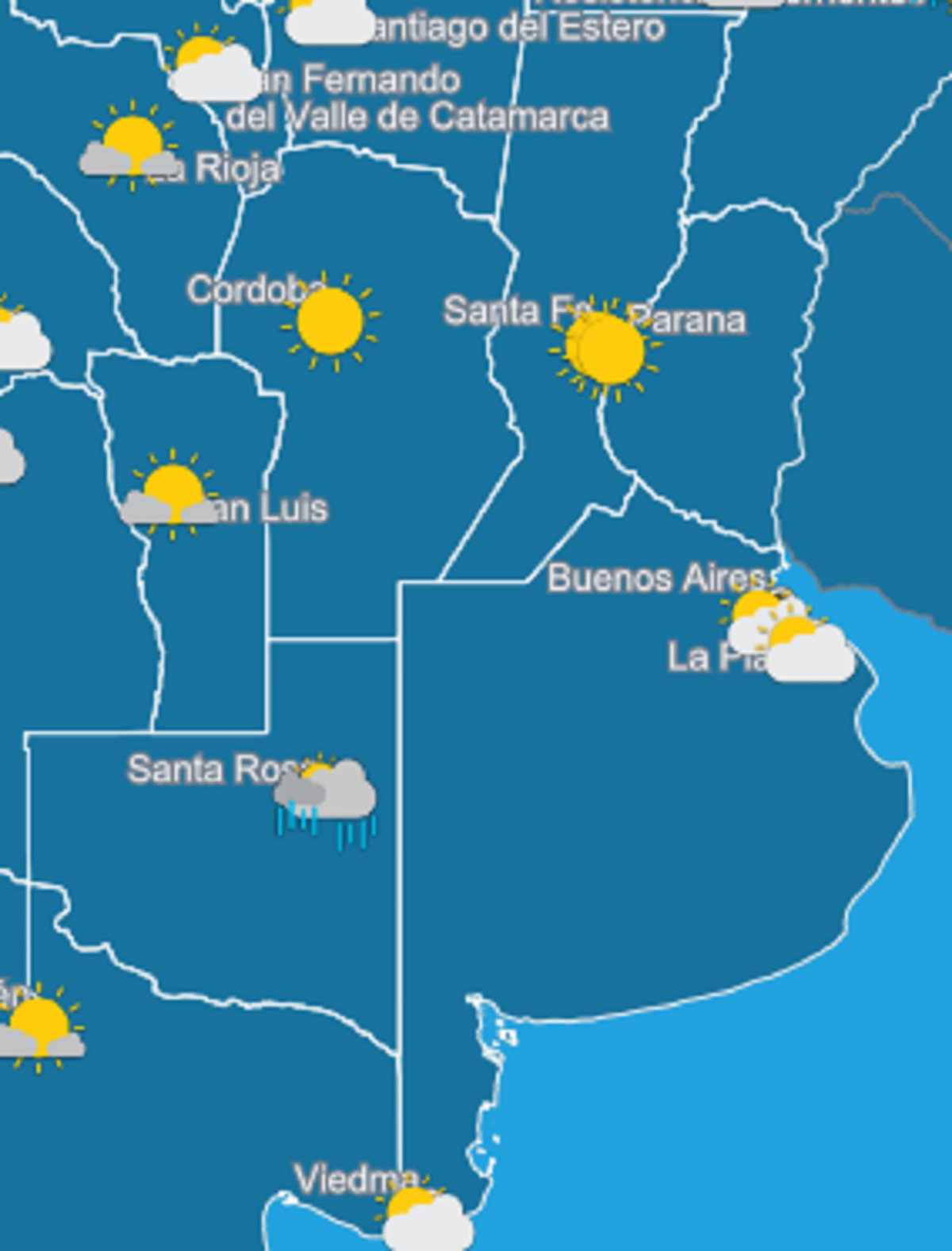 El clima para la región pampeana.