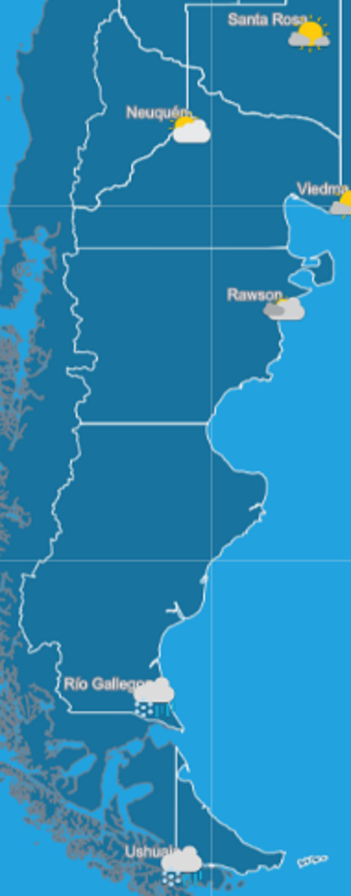 El clima para la región patagónica.