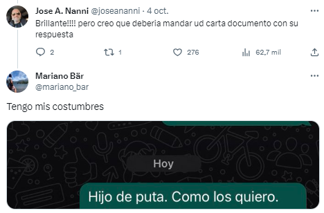 Respuesta al tuit viral sobre la carta documento.