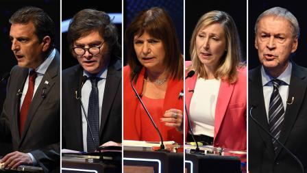 Sergio Massa, Javier Milei, Patricia Bullrich, Myriam Bregman y Juan Schiaretti, protagonizaron el último debate antes de las elecciones generales y lanzaron fuertes frases (Gentileza: Télam).