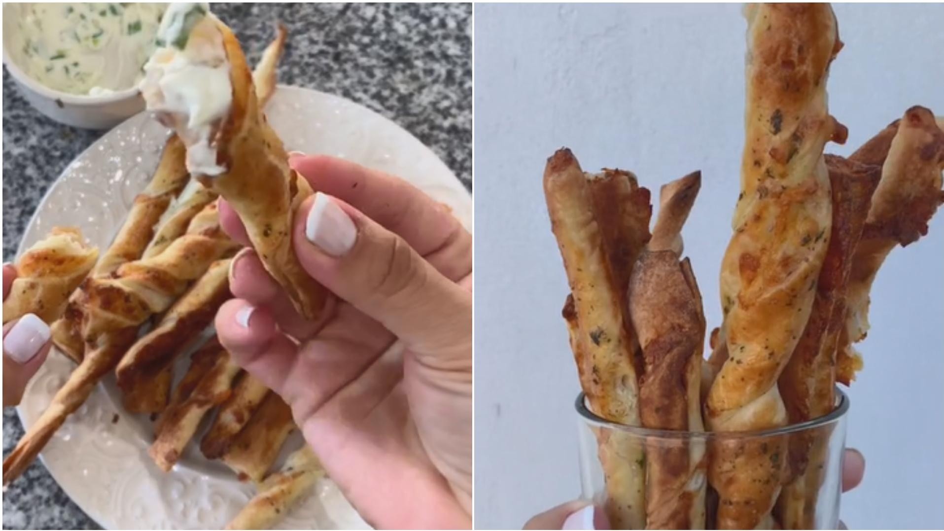 Receta de bastones de queso con masa de tarta.