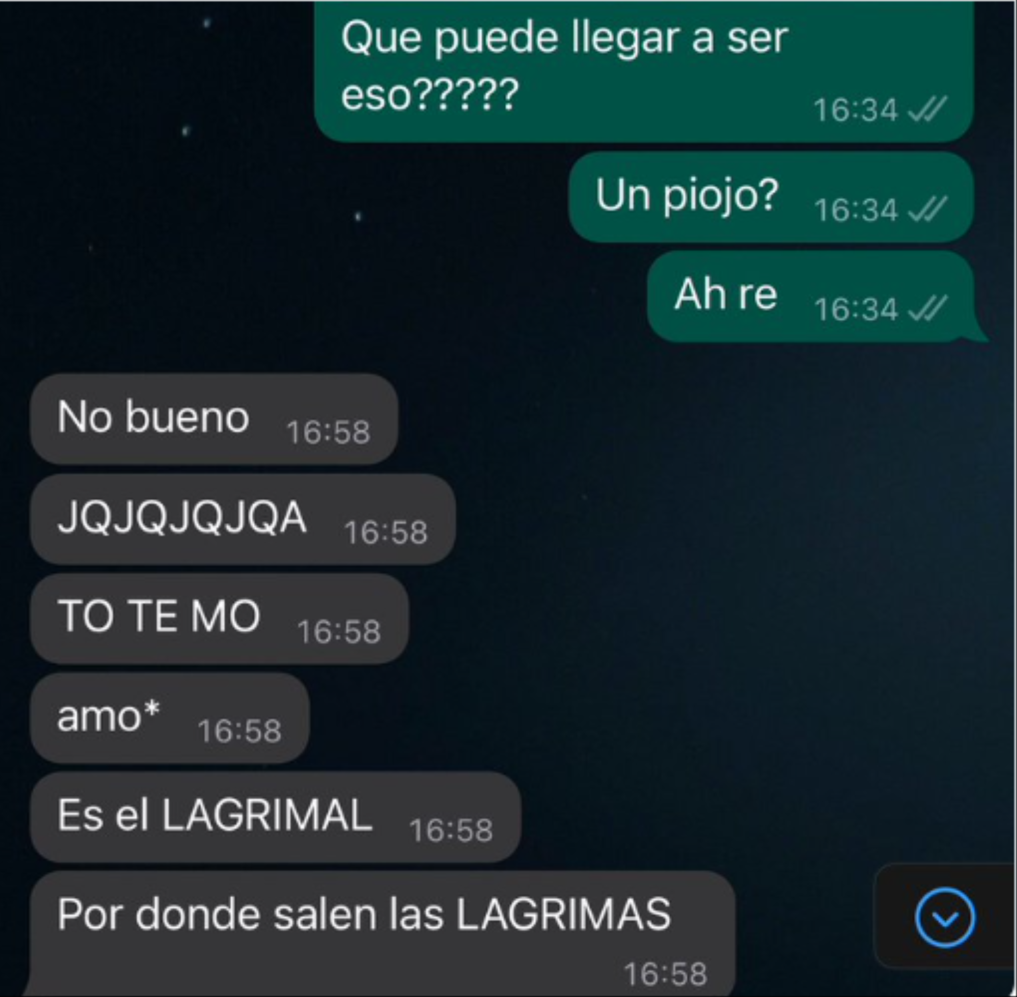 Pensó que tenía un piojo en el ojo, le preguntó a un amigo que era y la respuesta la dejó sin palabras (Twitter/@_mariflorrr).