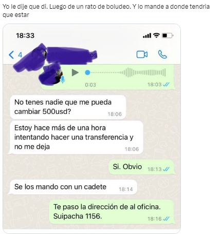 Algunas personas deciden jugar con los estafadores.