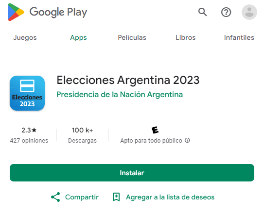 La aplicación oficial para saber los resultados de las Elecciones Argentina 2023.