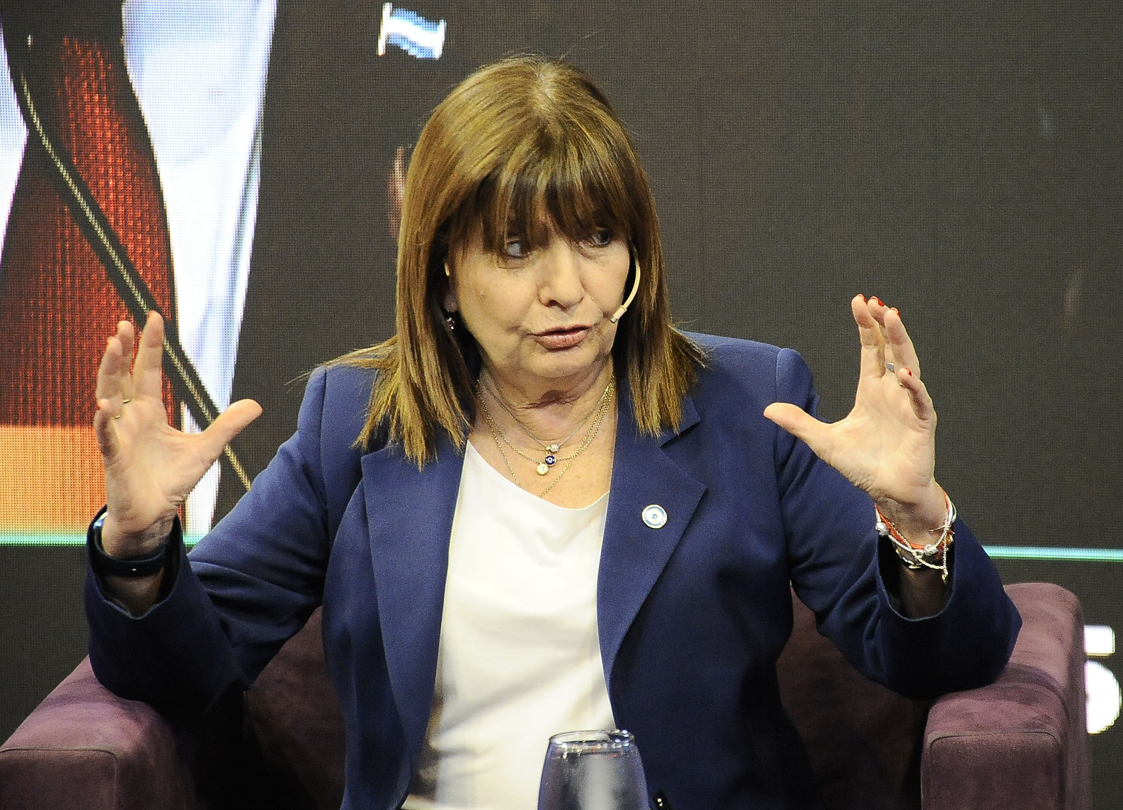 Patricia Bullrich se mostró alineada con el discurso de Javier Milei (Crónica / Carlos Ventura).