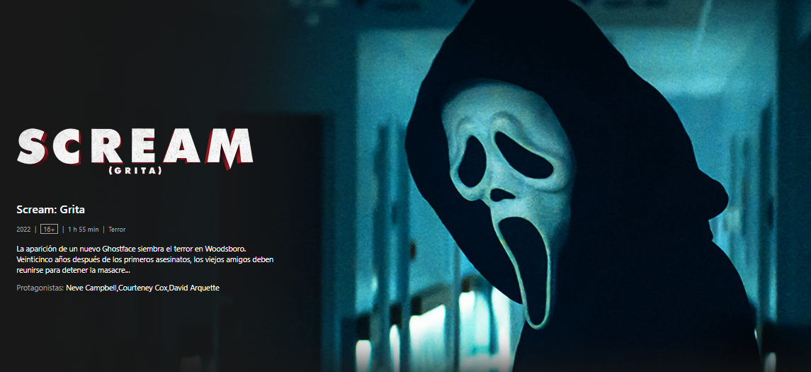 'Scream, grita',una película de   <a href='https://www.cronica.com.ar/tags/Netflix'>Netflix</a> que es ideal para   <a href='https://www.cronica.com.ar/tags/Halloween'>Halloween</a>.