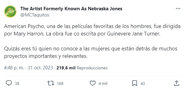 Los usuarios reaccionaron rápidamente a la afirmación de que 'no consumen contenido creado por mujeres', hecho por una mujer (Twitter).