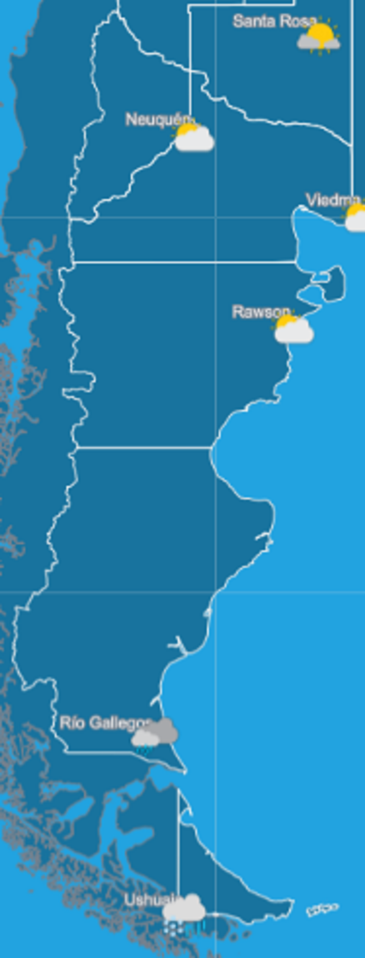 El clima para la región patagónica.