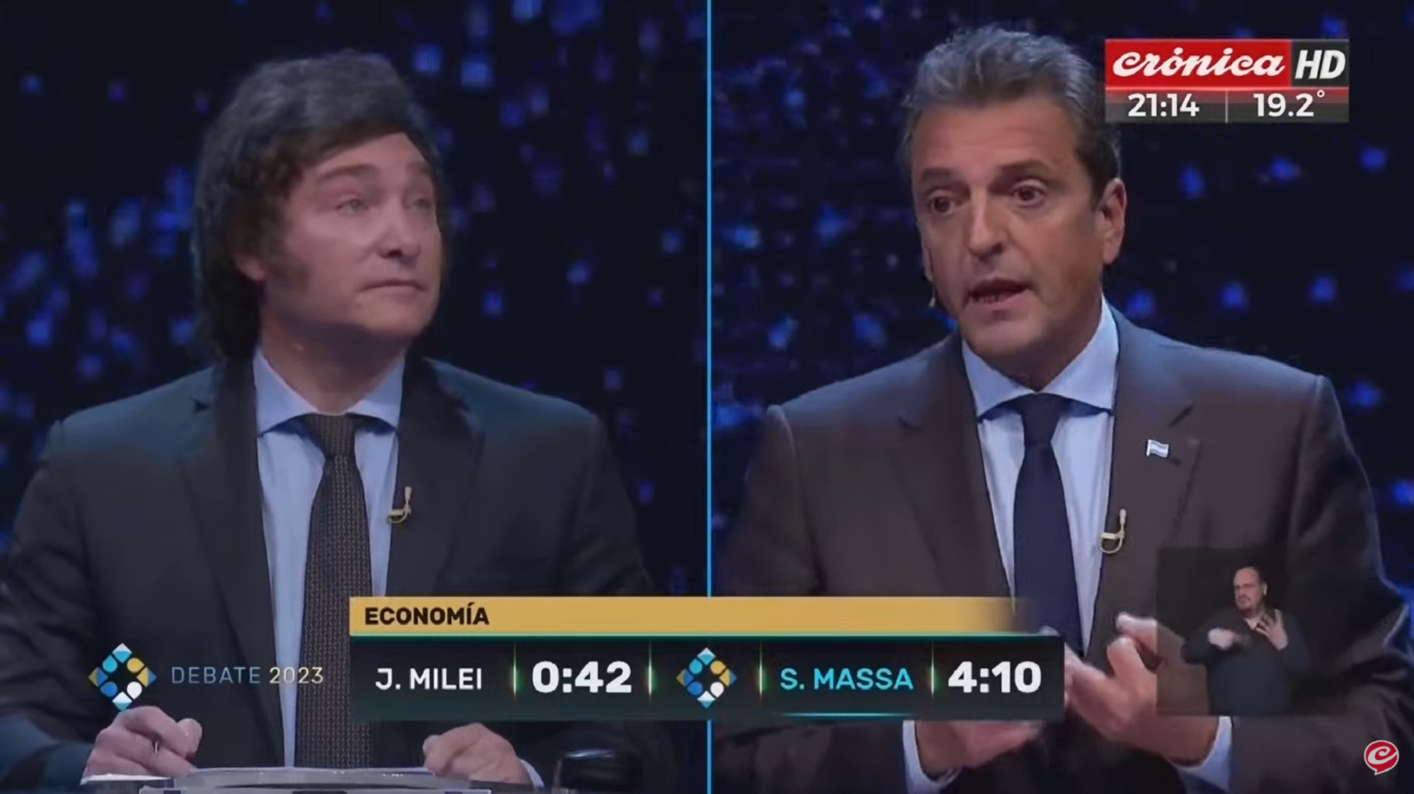 Sergio Massa comenzó el debate duramente contra Milei.