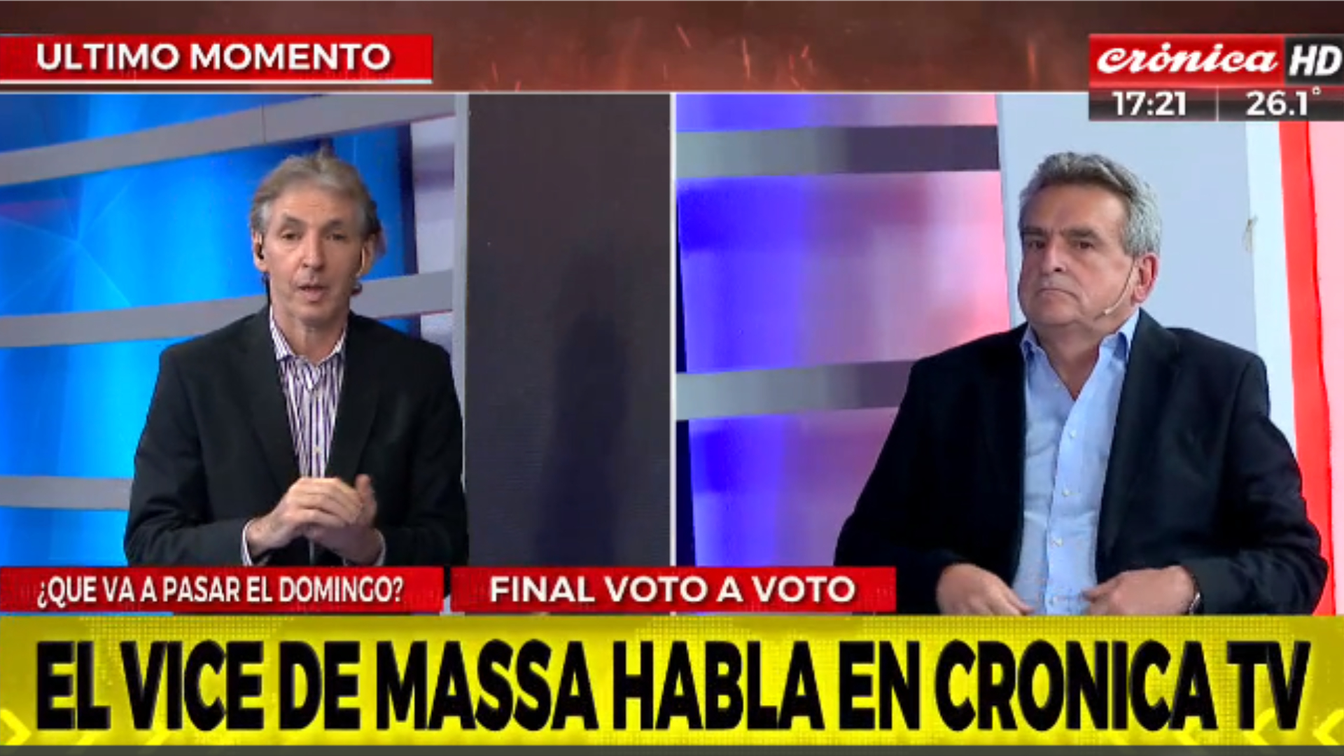 El candidato a vicepresidente de UxP visitó los estudios de Crónica HD.