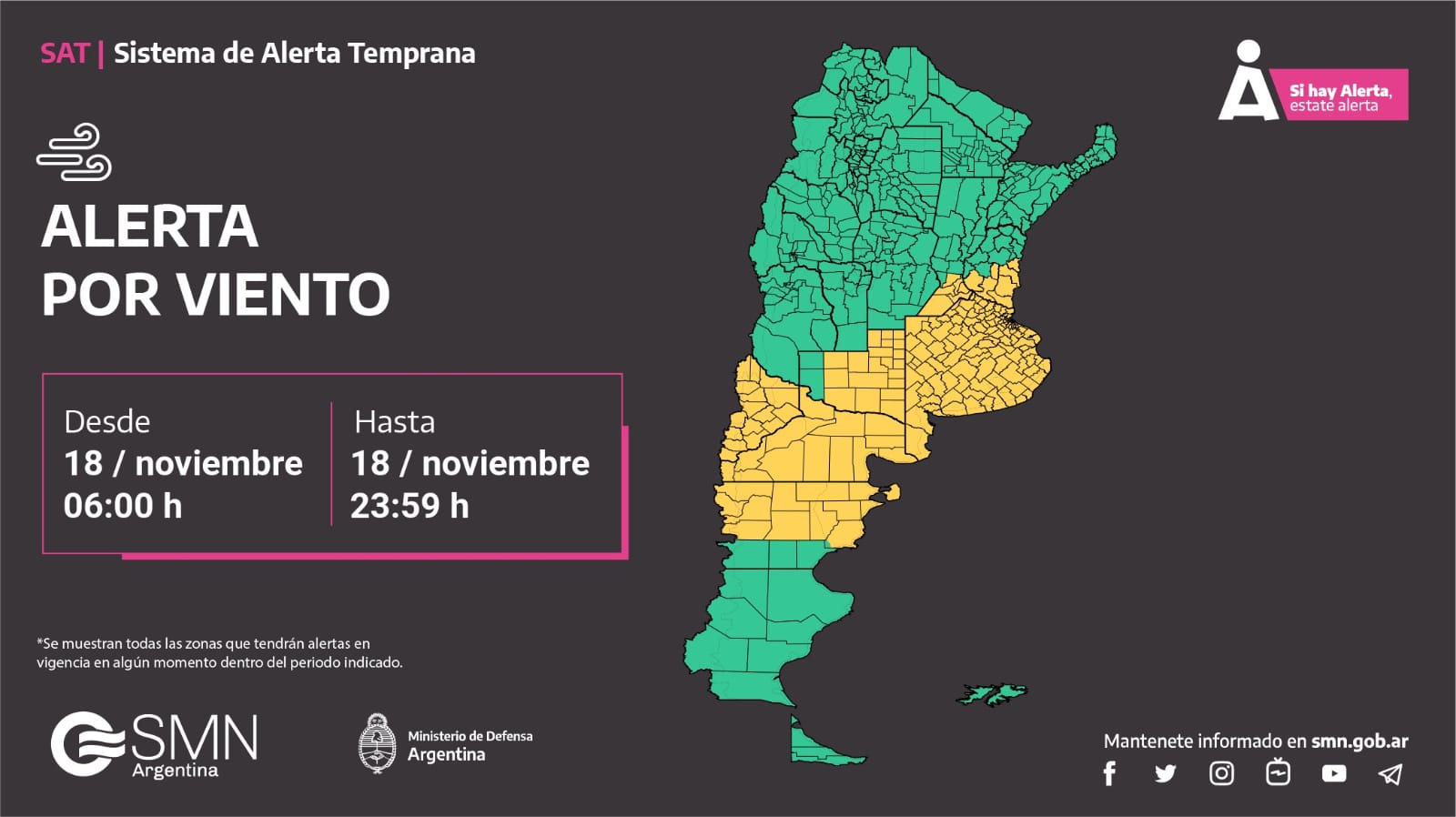 Alerta meteorológica amarrilla por fuertes ráfagas de viento