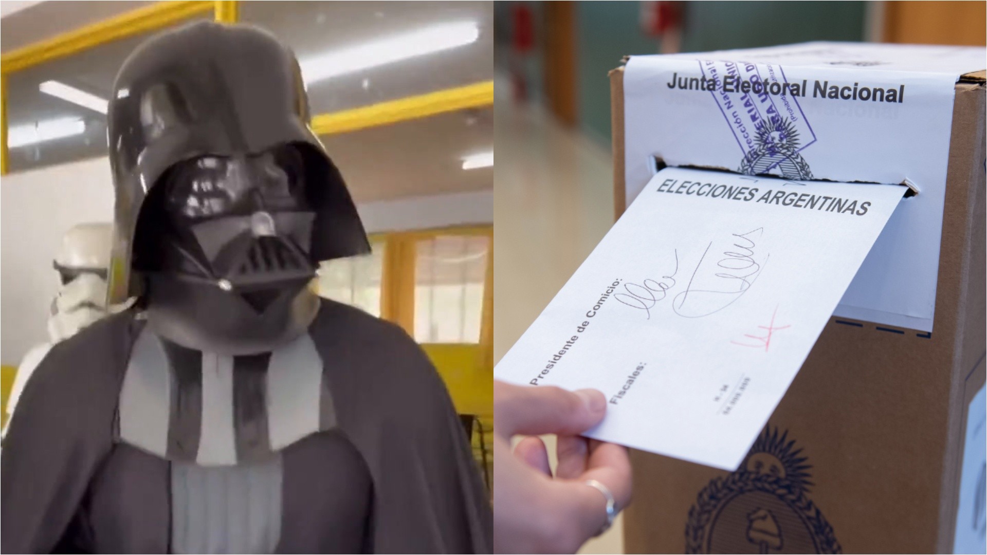 Darth Vader fue a votar a las Elecciones 2023 custodiado por su “soldado imperial”: “¿No es voto cantado?”