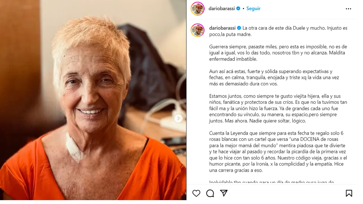 El mensaje de Darío Barassi para su madre.