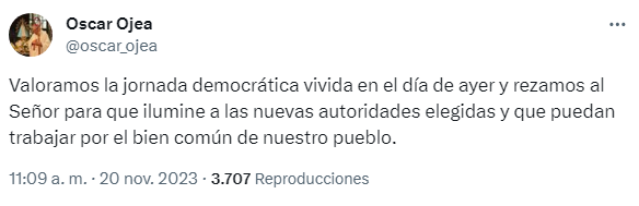 Mensaje del Obispo de la Diócesis de San Isidro, Buenos Aires y presidente de la   <a href='https://www.cronica.com.ar/tags/Conferencia Episcopal Argentina'>Conferencia Episcopal Argentina</a>,   <a href='https://www.cronica.com.ar/tags/Oscar Ojea'>Oscar Ojea</a> (X).