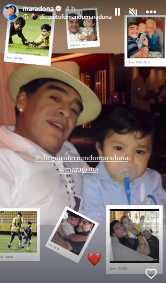 Mensaje para Diego Maradona de su hijo más chico Diego Fernando (Instagram).