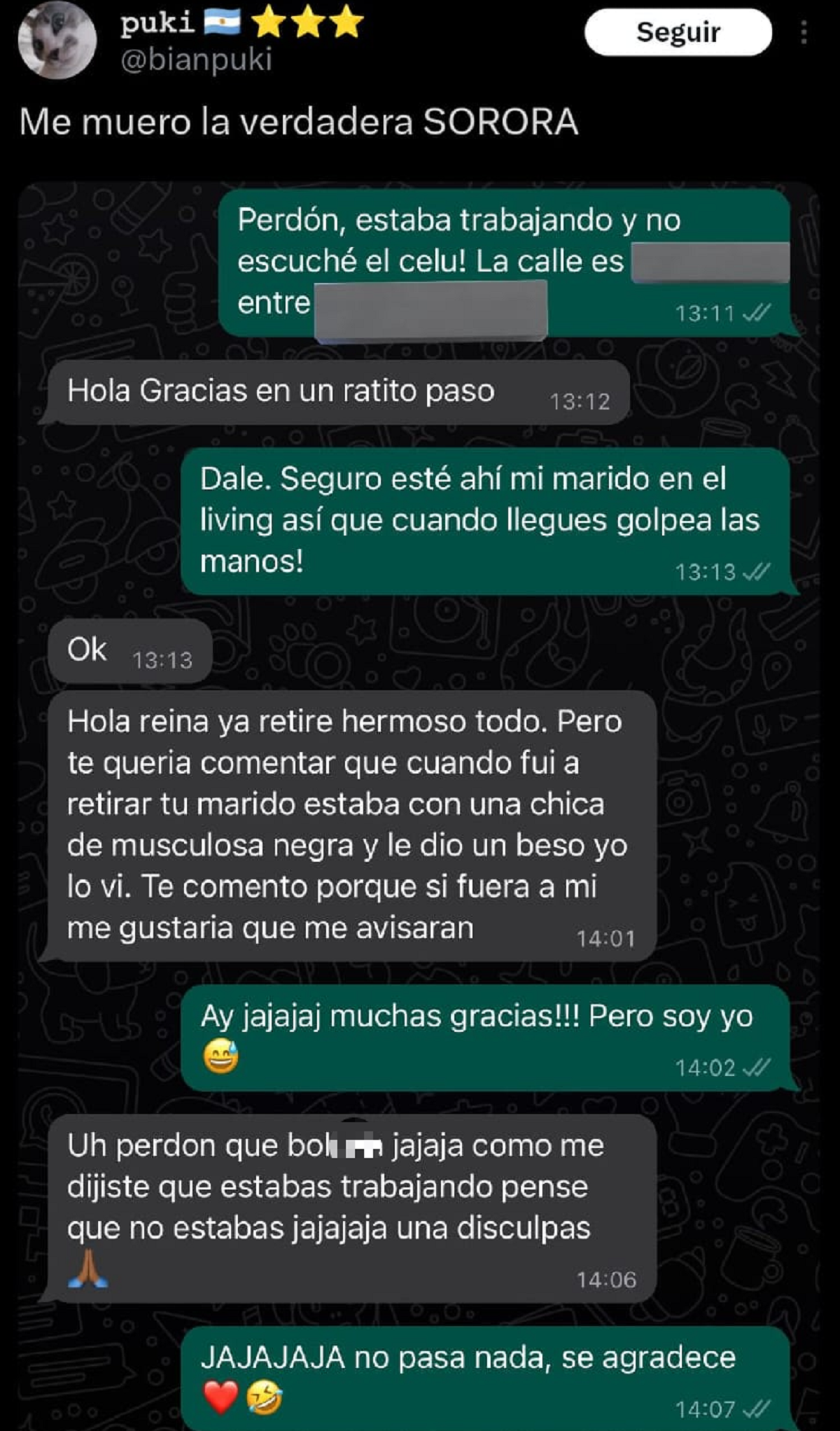 La conversación entre la vendedora y la clienta.